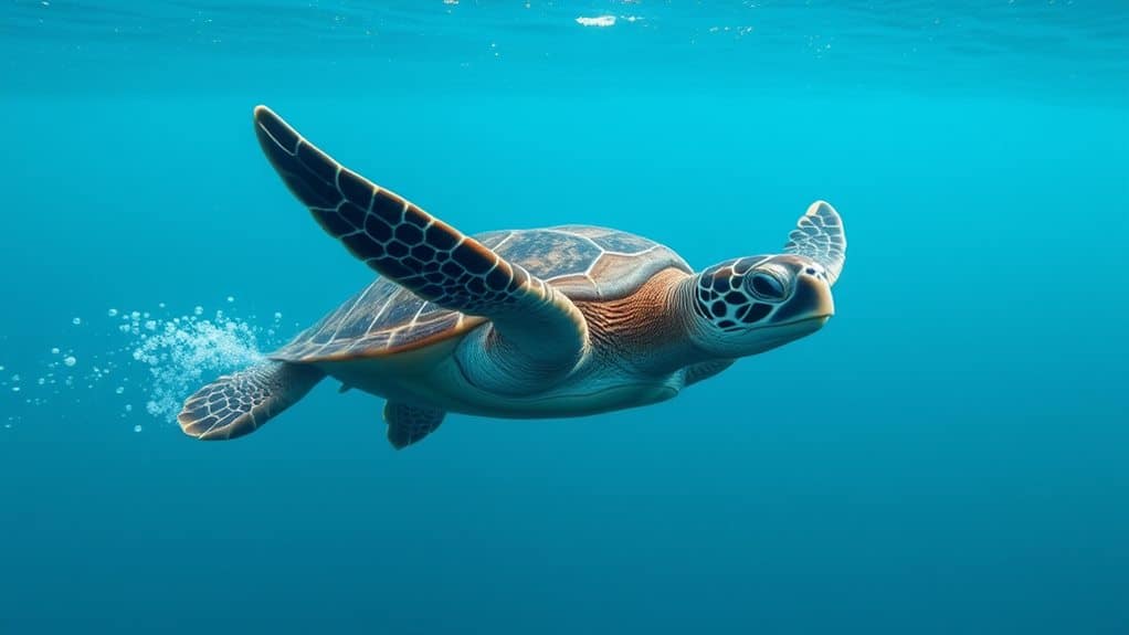 fast swimming sea turtle