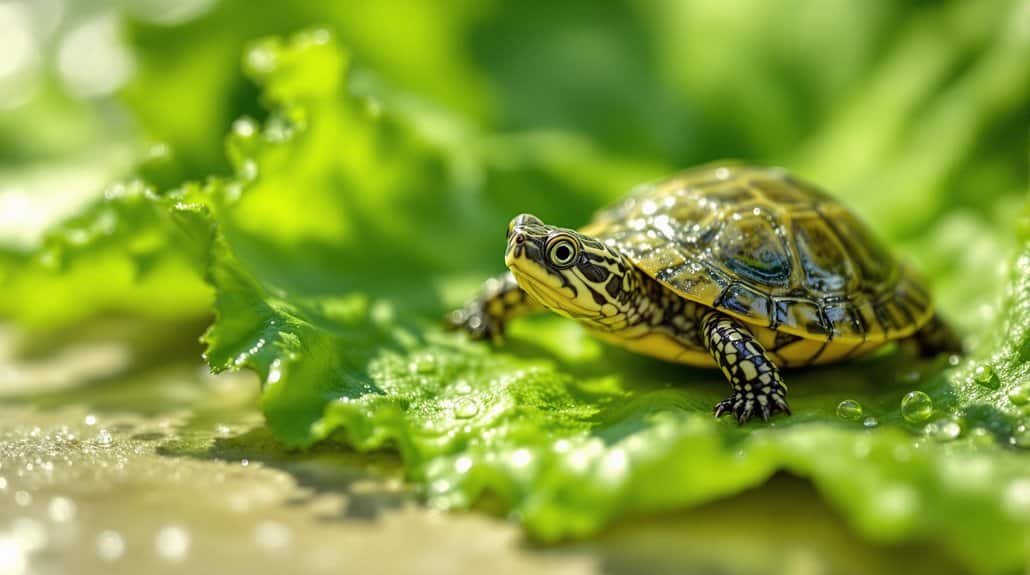 baby turtles eat lettuce